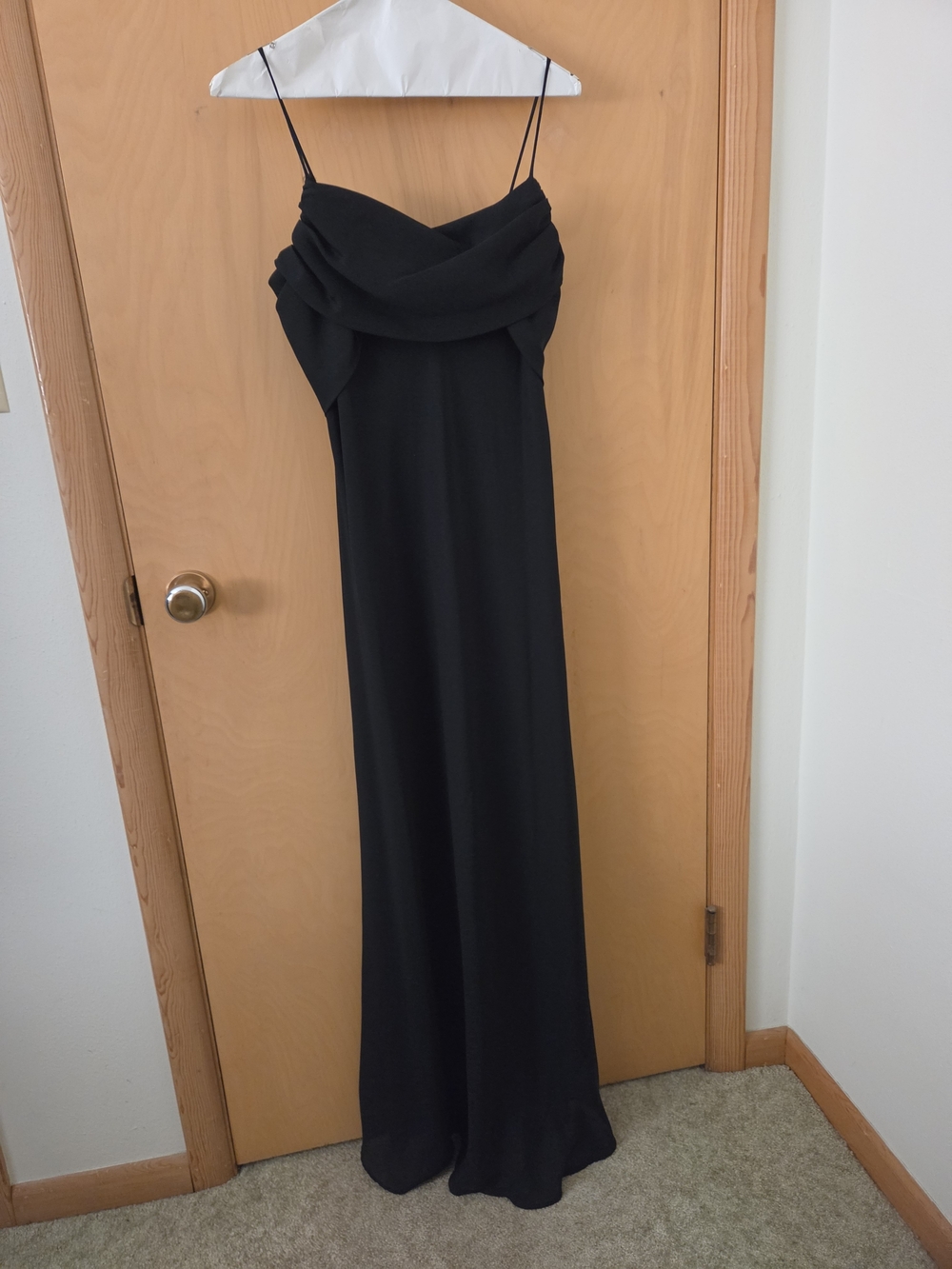 Alyn Paige Black Draped Spaghetti-Strap Maxi Gown